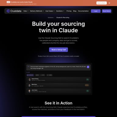 Crustdata Recruiter - 人力资源与简历 AI Tool Screenshot