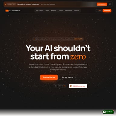 Second Brain for Mac and Windows - Productivity AI Tool Screenshot