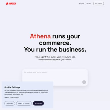 Athena by Shoplazza - Ecommerce AI Tool Screenshot