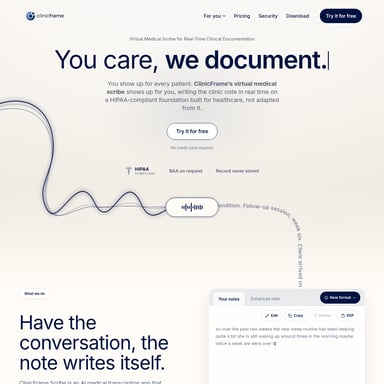 ClinicFrame  - Medical AI Tool Screenshot