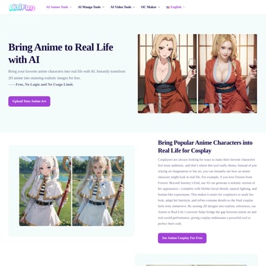 Anifun AI Anime to Real Life - Bildgenerator AI Tool Screenshot