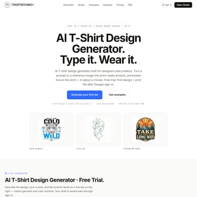 T-Shirt Design AI - Image Generator AI Tool Screenshot