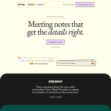 Wispr Flow Notetaker - Meeting Assistant AI Tool Screenshot