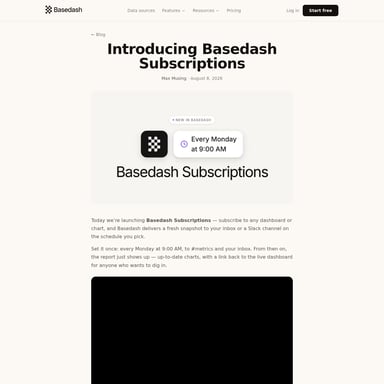 Basedash Subscriptions - Organization & Automation AI Tool Screenshot