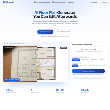 FloorAI - Architektur und Design AI Tool Screenshot