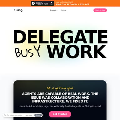 Hosted Agents in Cluing - Code & IT AI Tool Screenshot