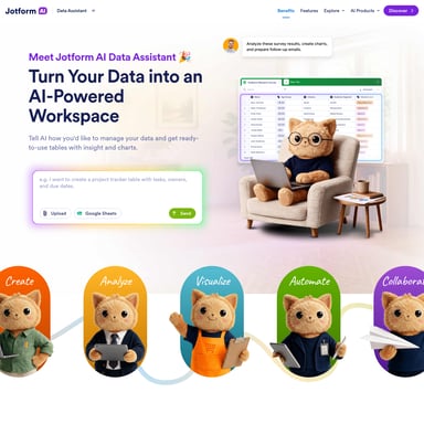 Jotform AI Data Assistant - Organización y Automatización AI Tool Screenshot