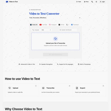 Video to Text - 翻訳と書き起こし AI Tool Screenshot