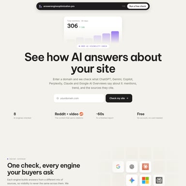 Answer Engine Optimization - Research Assistant AI Tool Screenshot