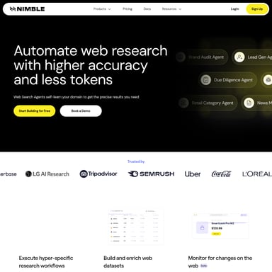 Web Search Agents by Nimble - Research Assistant AI Tool Screenshot