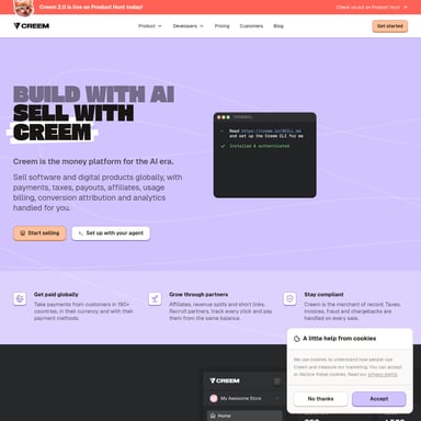 CREEM 2.0 - 전자상거래 AI Tool Screenshot