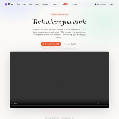 Sider Omni Sidebar - Productivity AI Tool Screenshot