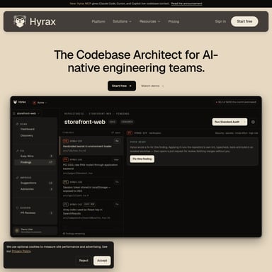Hyrax AI - Code und IT AI Tool Screenshot