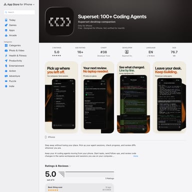 Superset Mobile - Code und IT AI Tool Screenshot