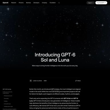GPT-6 Sol & Luna - Code & IT AI Tool Screenshot