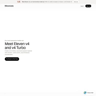 Eleven v4 and Eleven v4 Turbo - テキスト読み上げ AI Tool Screenshot