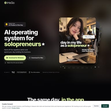 IrisGo for Solopreneurs - Produktivität AI Tool Screenshot