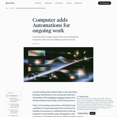 Automations in Perplexity Computer - Organisation und Automatisierung AI Tool Screenshot
