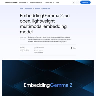Google EmbeddingGemma 2 - 検索エンジン AI Tool Screenshot