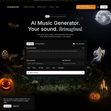 AI Music Generator - Generación de Música y Audio AI Tool Screenshot