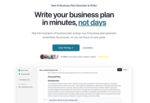 BizPlanner AI product interface preview