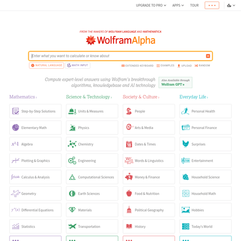 Wolframalpha product interface preview