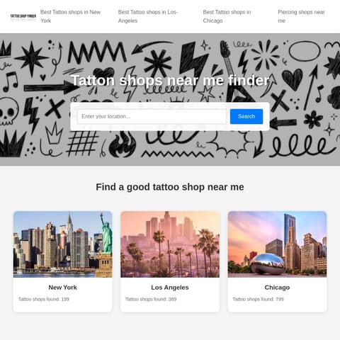 Tattoo shops near me Finder product interface preview
