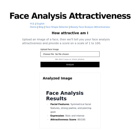 Face Analysis Attractiveness product interface preview