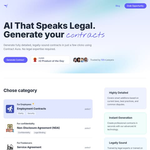Contract Aura product interface preview