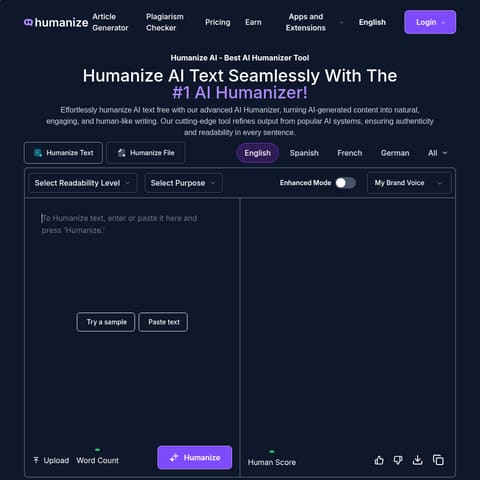 Humanize AI product interface preview