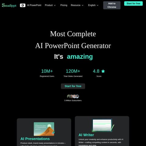 Smallppt: AI PowerPoint Generator & Slideshow Maker product interface preview