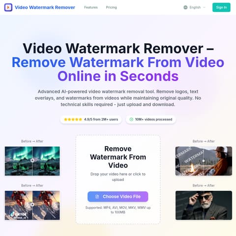 Video Watermark Remover AI product interface preview