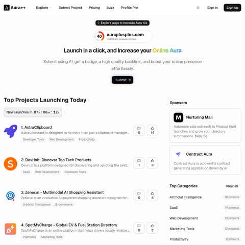 Aura++ product interface preview