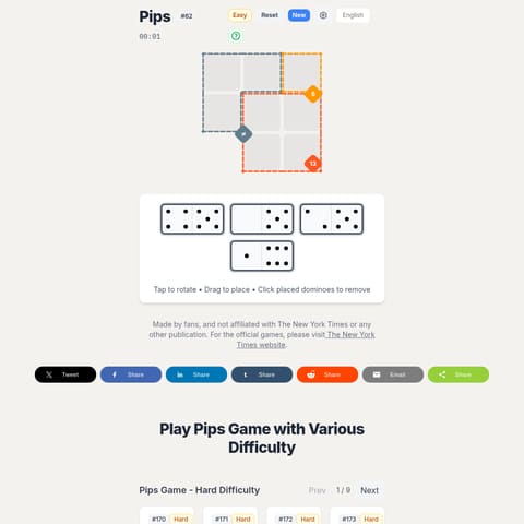 Pips Game - Play Unlimited product interface preview