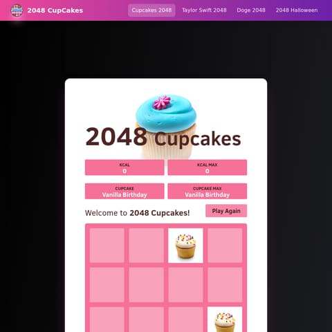 2048 cupcakes product interface preview