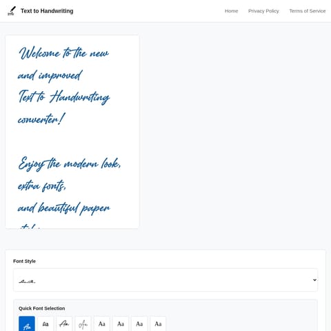 Text To Handwriting product interface preview