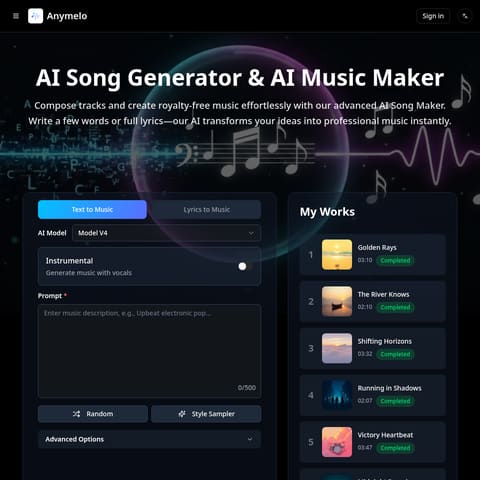 Anymelo product interface preview