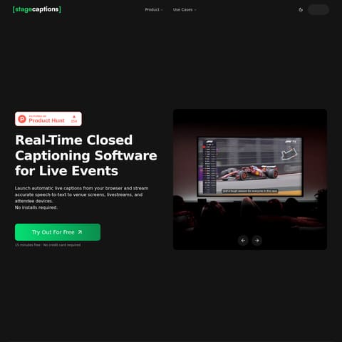 stagecaptions.io product interface preview