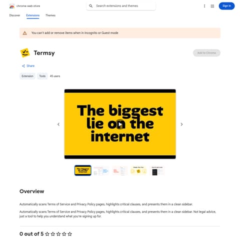 Termsy product interface preview