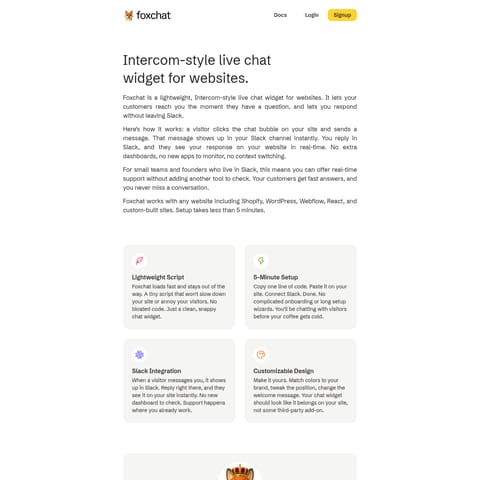 Foxchat product interface preview