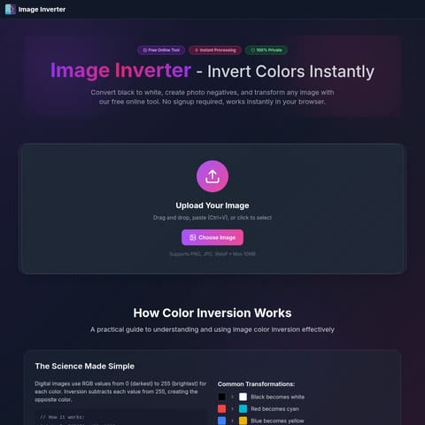Image Inverter product interface preview