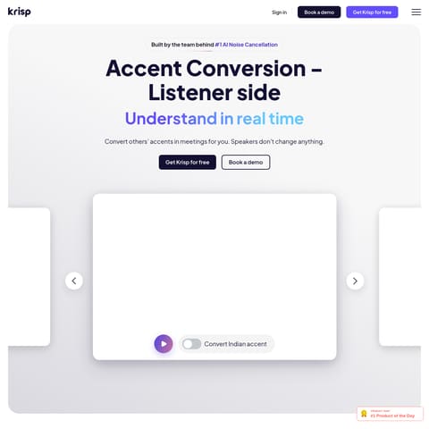 Krisp Accent Conversion product interface preview