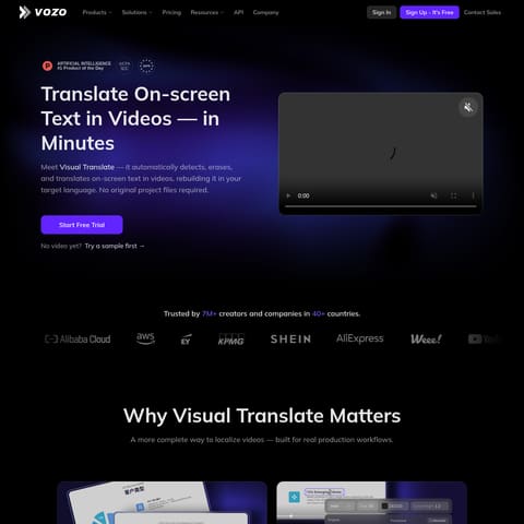 Visual Translate by Vozo product interface preview