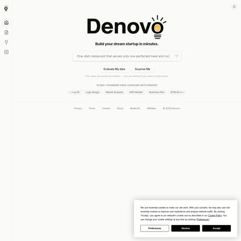 Denovo product interface preview