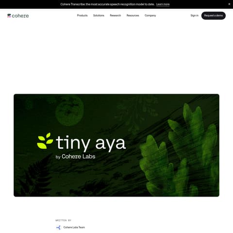 Tiny Aya product interface preview