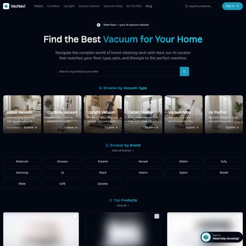VacNavi product interface preview