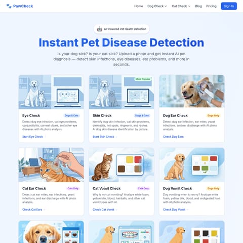 PawCheck Online product interface preview
