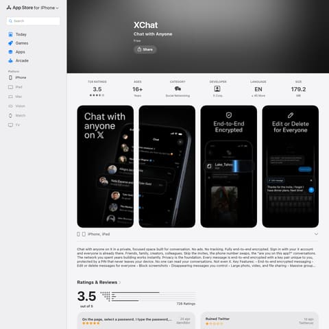 XChat product interface preview