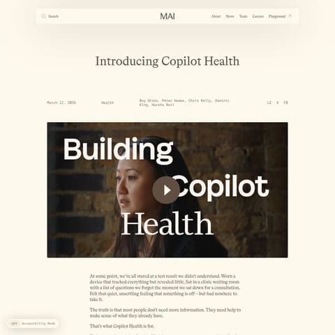 Microsoft Copilot Health product interface preview