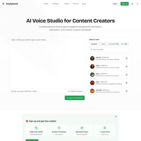 AnySpeech product interface preview